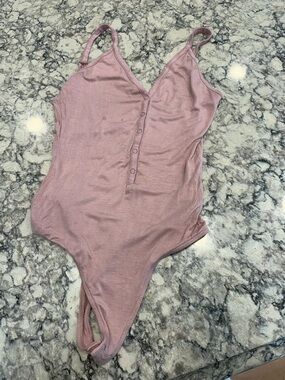 One-Piece Button-Front Bodysuit in Dusty Rose